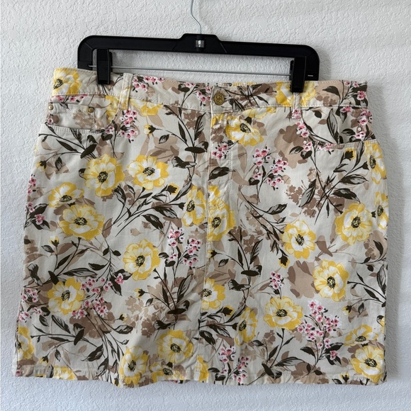 Floral Yellow and Brown Women's Skirt - Picture 1 of 9